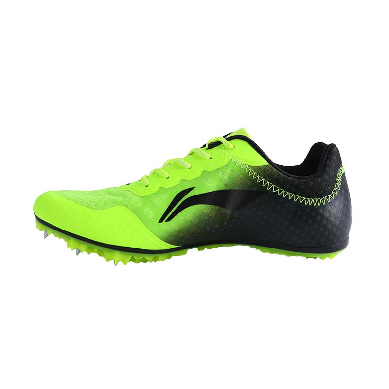 Li Ning Track Spikes Professional Breathable Support Low Top Running Shoes Unisex Shoes Fluorescent-Green Black LJJO118-1