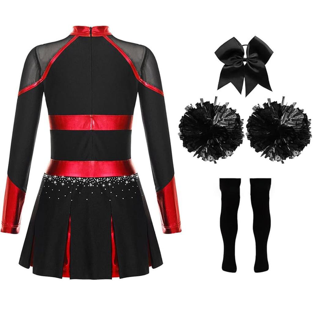 Детский модный костюм для чирлидинга и косплея, комплект (Платье + Аксессуар для волос + Цветок для руки + Носки)