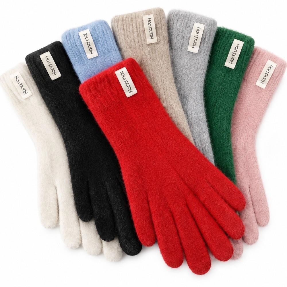 Faux Fur Long Rabbit Fur Gloves Touch-screen Winter Women Gloves Full Finger Mittens Outdoor