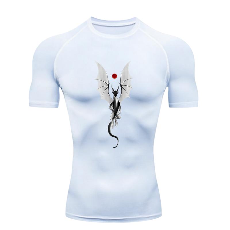 American Flag Skull Men's Sports T-shirt Training Fitness Quick Dry Short Sleeve Jogging Running Workout Compression Shirt