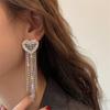 Love Heart Crystal Drop Earrings For Women Long Tassel Rhinestone Dangle Earrings Party Jewelry Accessories