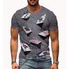 Мужская 3D футболка для покера, футболка с коротким рукавом, 3D принт, футболка с круглым вырезом, винтажный дизайнерский стиль, повседневная, для вечеринки
