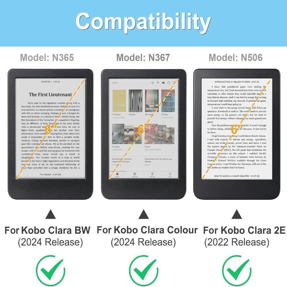 6-дюймовый чехол с функцией автоматического включения/выключения, с ручным ремешком, защитная оболочка, кожаная обложка для электронной книги с прозрачной задней панелью для KOBO Clara Color/2E/BW