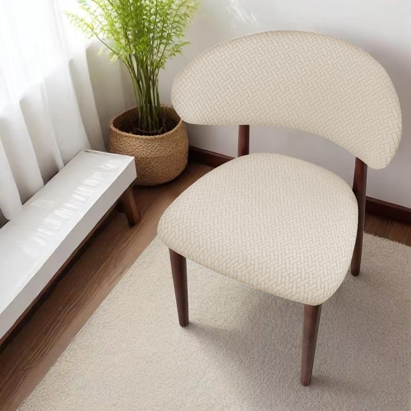 C Shaped Backrest Chair Cover High Elastic Split Wood Chair Protector Dustproof Seat Slipcover For Home Decoration