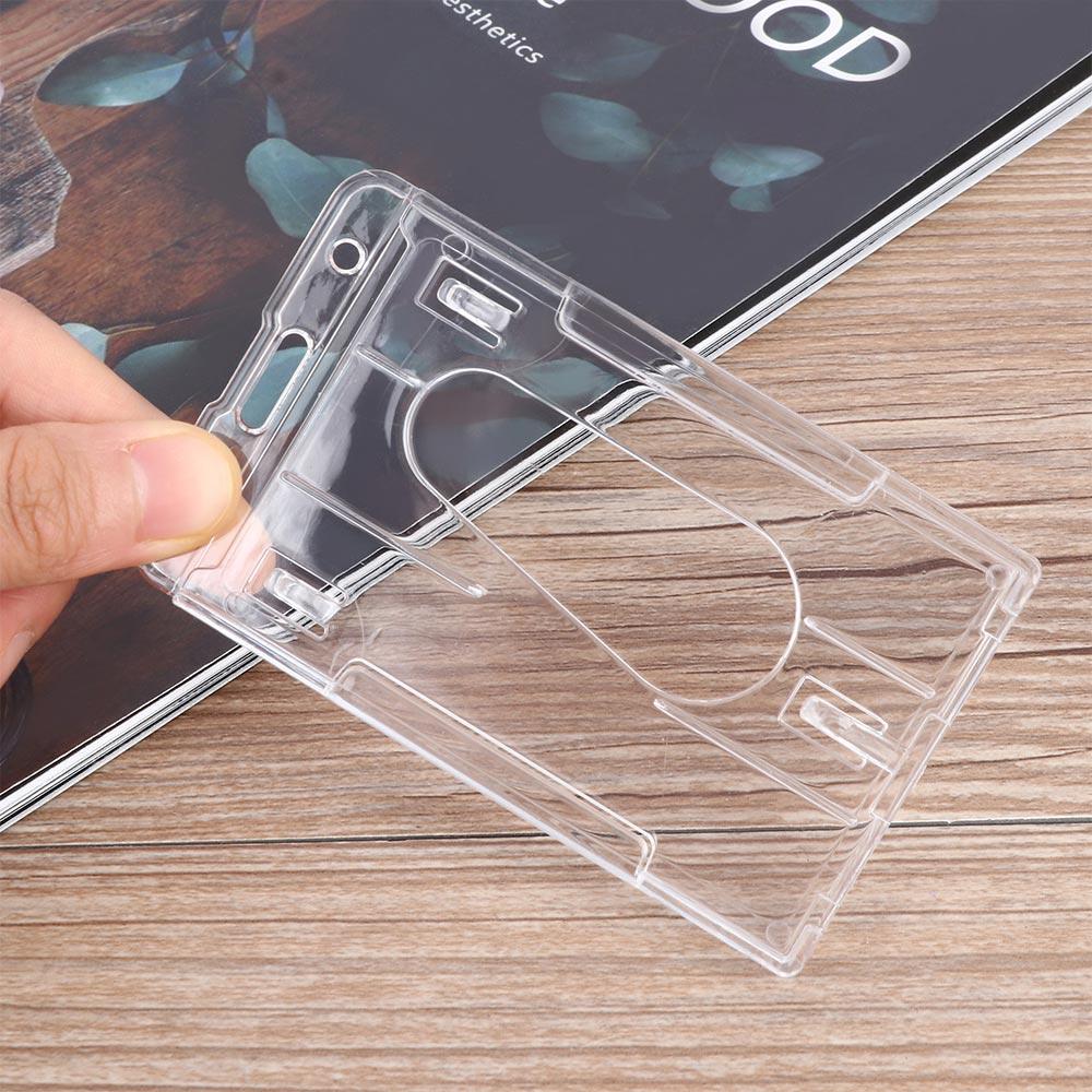 10x6cm Hard Vertical Badge Holder Transparent Clear Double Card ID Case