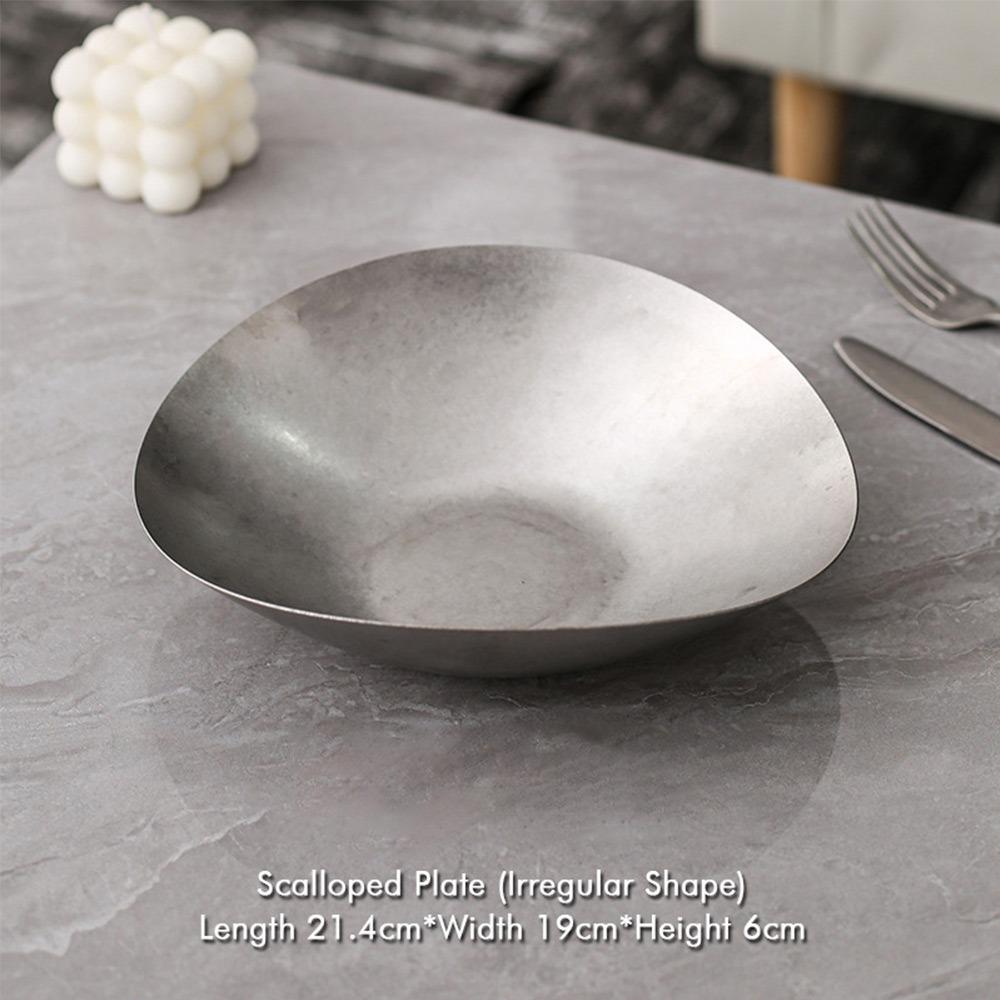 Многофункциональная винтажная металлическая обеденная тарелка, неправильная костяная посуда, ретро тарелки для еды, для обеда