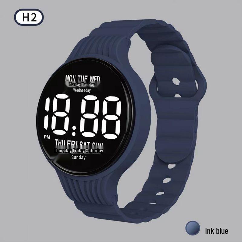 Светодиодные светящиеся цифровые спортивные часы H2 – Круглые, дизайн интернет-знаменитости для студентов