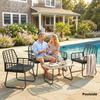4 Piece Rattan Garden Furniture Set, Outdoor Patio Furniture with Loveseat, Armchairs and Coffee Table