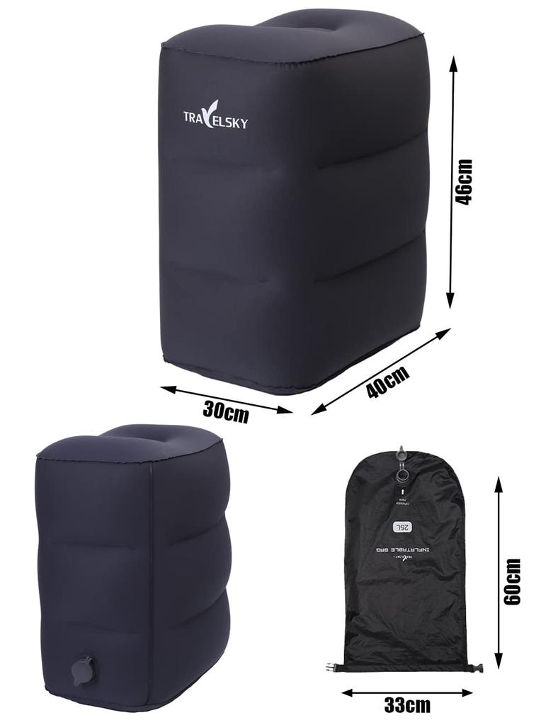 Footrest for Airplane Foot Air Foot Pillow Foot Travel Economy Class Syndrome No Pump Storage Bag VanFn Airplanes, Rest, Ottoman, Cushion, Car,