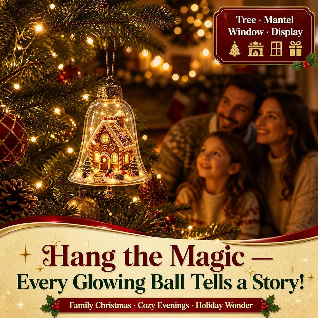 7PCS Light-Up Christmas Story Ornaments - Mini Holiday Scene Globe Nightlight 3.15 Inch Shatterproof Hanging Decorations for Tree Mantel Wreath