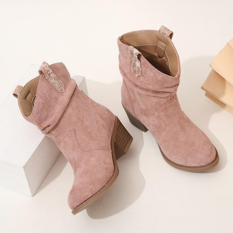 2024 Милые принцессы Короткие сапоги на низком каблуке ПУ Нескользящие повседневные сапоги для девочек Слипоны Плиссированные Милые детские модные сапоги Весна Осень