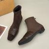 Женские ботильоны на каблуке с квадратным носком Зимняя мода Замшевые зимние ботинки Новые для ходьбы Элегантное платье Элегантные женские ботинки
