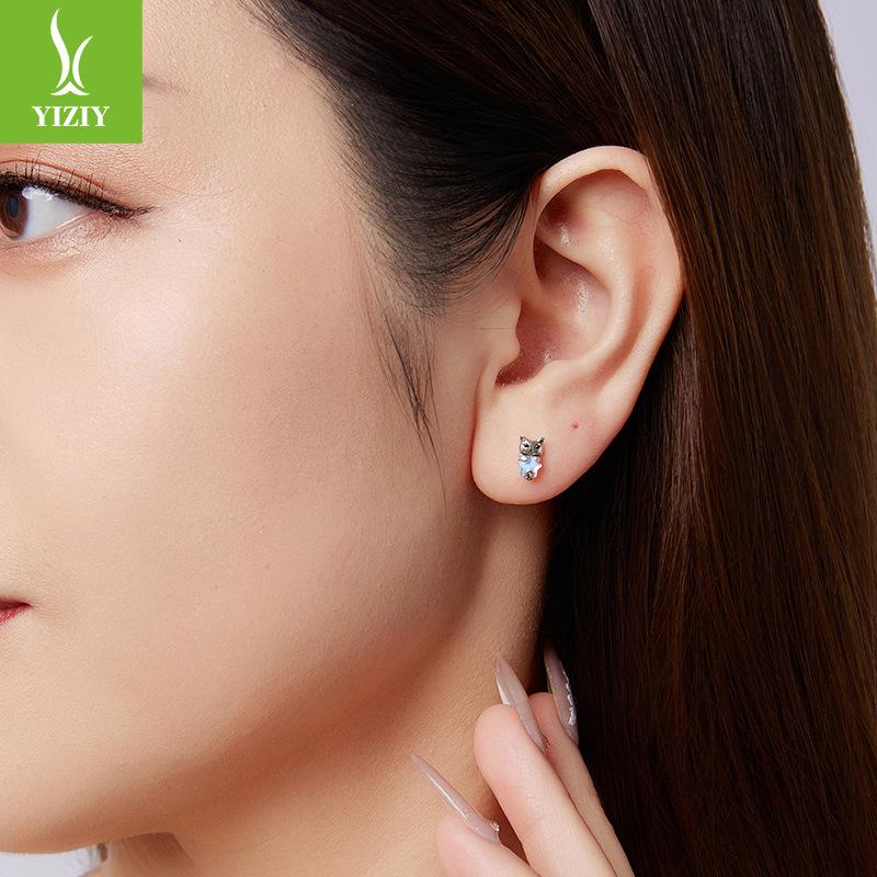 Серьги-пусеты из стерлингового серебра 925 пробы «Звездный кот», изысканные и милые серьги-пусеты с маленькими животными.