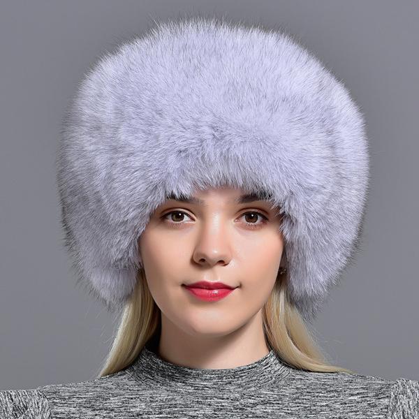 Шапки из лисы для женщин Зимняя модная Роскошная для девочек Женская Теплая Стильная из натурального меха Элегантная Топ Кожаный помпон Снежная шапка