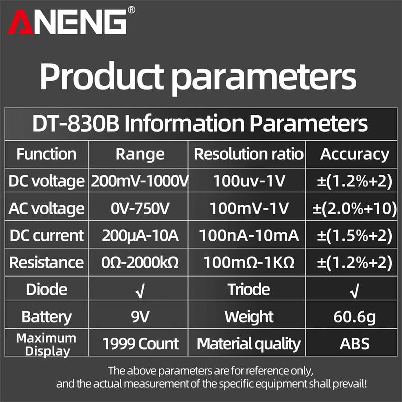 ANENG DT830B Digital Multimeter + BT167 Battery Tester Combo 1999 Counts AC DC Voltage Current Resistance Tester Tool Set