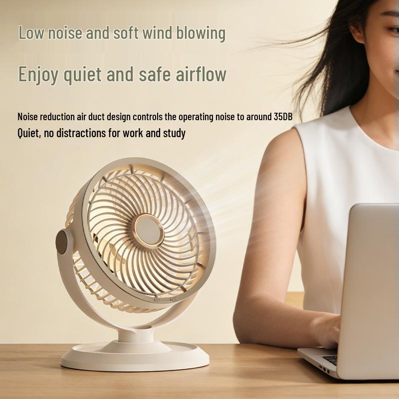 USB Rechargeable Desktop Fan - High-Power Air Circulator with Oscillation for Dorms