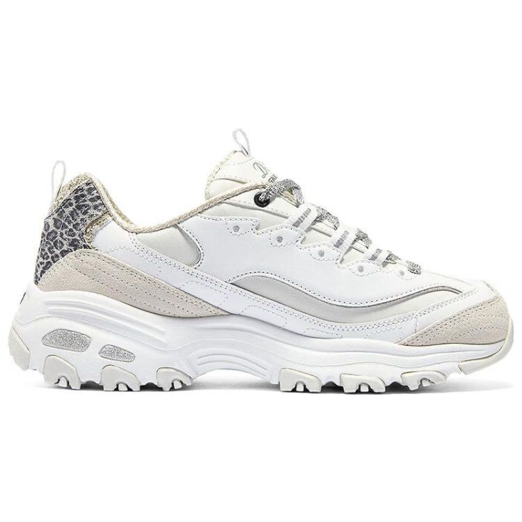 Skechers DLites 1.0 Кожаные Универсальные Удобные Простые Сбалансированные Легкие Низкие Повседневные Кроссовки Женские Белый Серый 150235-WSL