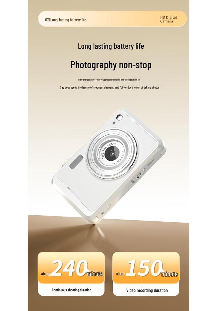 Retro Card-Sized HD CCD Camera for Students and Travel Photography