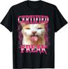 Certified Freak Eat Cement Cursed Cat Funny Cat Meme Cotton T-shirt Unisex Men Summer Crew Neck Cotton Tee Men's T-Shirt Black