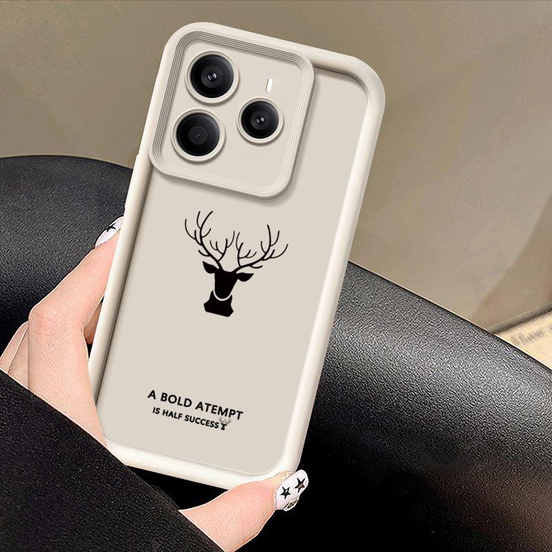 Матовый чехол TPU с принтом оленя для Xiaomi 14T Pro 13T Poco X7 F6 X6 M6 X5 Redmi 14C Note 14 13 Pro 12 11 10, мягкий противоударный чехол для телефона