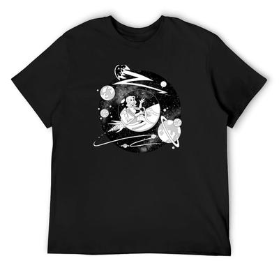 Винтажная футболка с рекламой звездолета в стиле Sci-Fi для мальчика летняя одежда аниме оверсайз футболки для мужчин