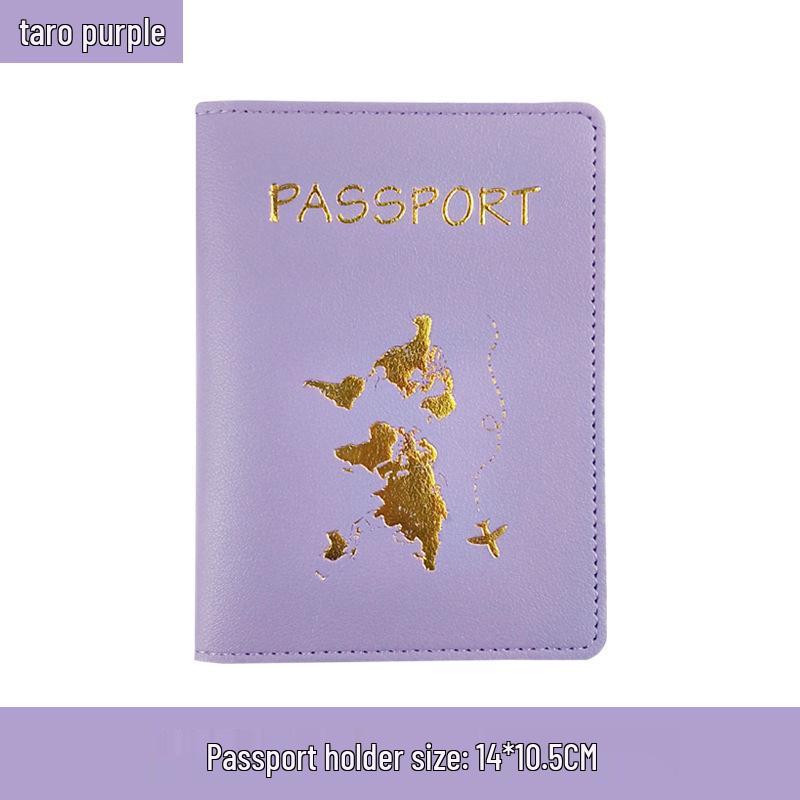 Customizable PU Leather Passport Cover with Hot Stamped Logo, Map, Luggage Tag, & Passport Holder Set