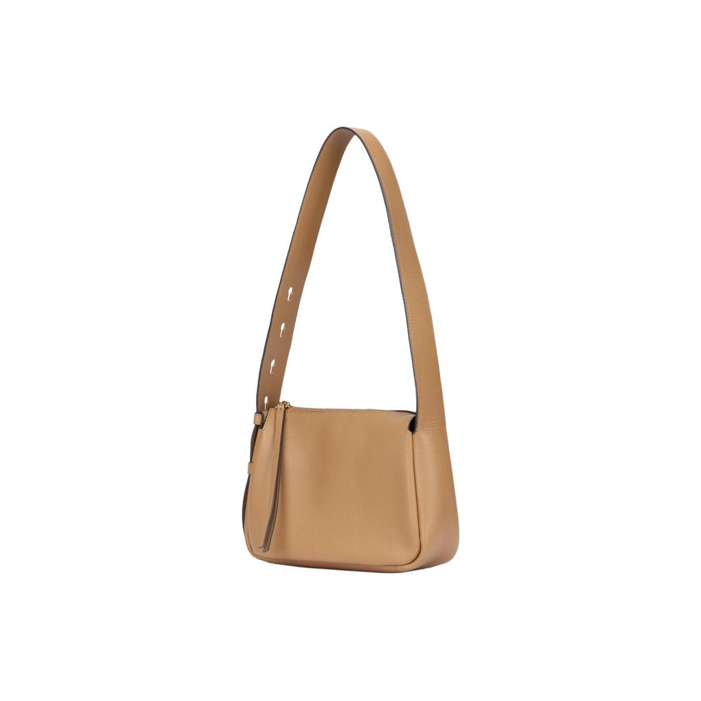 Tory Burch Romy Zipper Closure Adjustable Shoulder Strap Mixed Material Tote Shoulder Bag Small Women Bags Tiramisu 176674-227