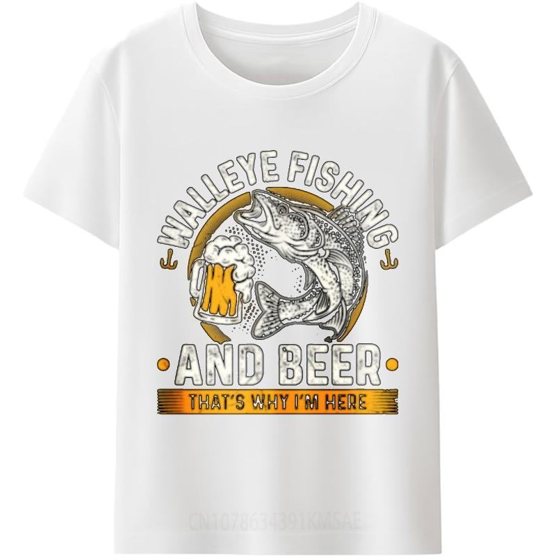 Vintage Tshirt New Arrived Boys Oneck tshirt Big size Walleye Fishing And Beer Thats Why Im Here Anime Teenagers tops