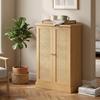104 cm Rattan Kitchen Cabinet with 5-Tier Shelf, 12 Spice Racks and Adjustable Shelves, Natural