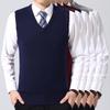 Men's V-Neck Plus Size Wool Vest - Casual Autumn/Winter Knitted Pullover, Sleeveless Sweater for Middle-Aged and Young