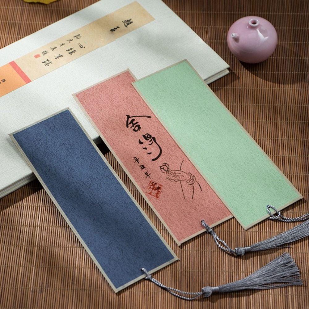 Tag Page Markers DIY Reading Marker Calligraphy Paper Blank Bookmarker Bookmarkers with Tassels