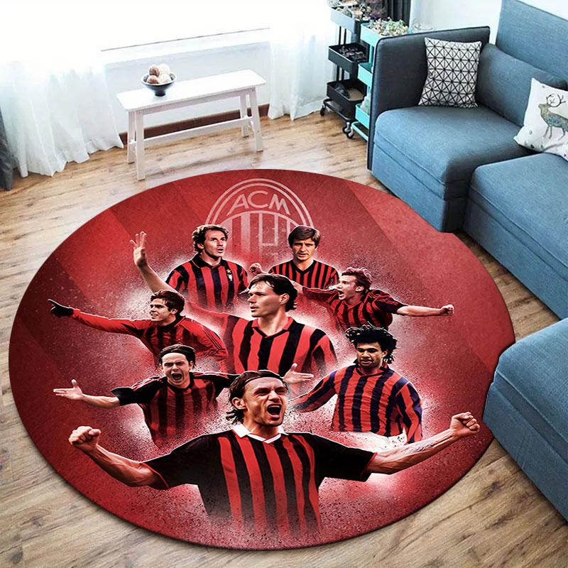 AC Milan Round Area Rug,Carpet Rug for Living Room Bedroom Sofa Playroom Decor,Non-slip Floor Mat