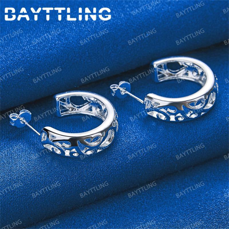 Charming 925 Sterling Silver Exquisite Cutout Pattern Earrings Fashion Women Party Accessories Wedding Jewelry