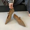 Французские красивые туфли Мэри Джейн с пряжкой на одно слово, на плоском каблуке, с неглубоким вырезом, одинарные, осенние, для позднего вечера, с элегантным темпераментом