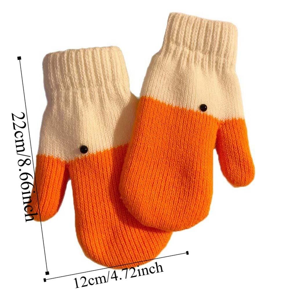 Creative Orange Cartoon Goose Gloves Windproof Polyester Winter Knitted Gloves Thickened Warmer Anti-cold Mittens Outdoor
