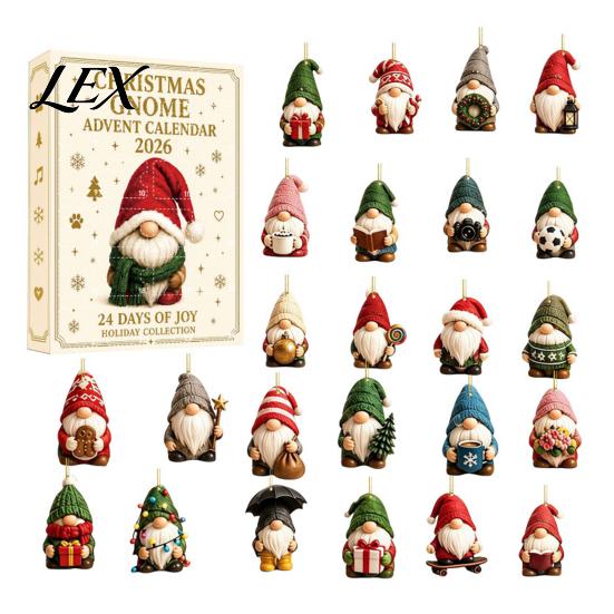Creative Dwarf Hanging Pendants Coastal Gnome Advent Calendar, 24Pcs Acrylic 2D Sea Glass Ornament Set Seasonal Home Party Supplies with String, Beach