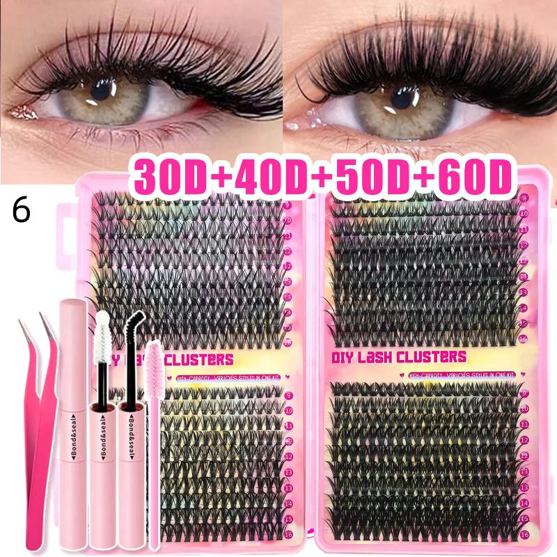 Segmented Eyelash Lash Extension Kit With 2 in 1 Bond And Seal Glue Long Lasting Hold For DIY Grafting Use
