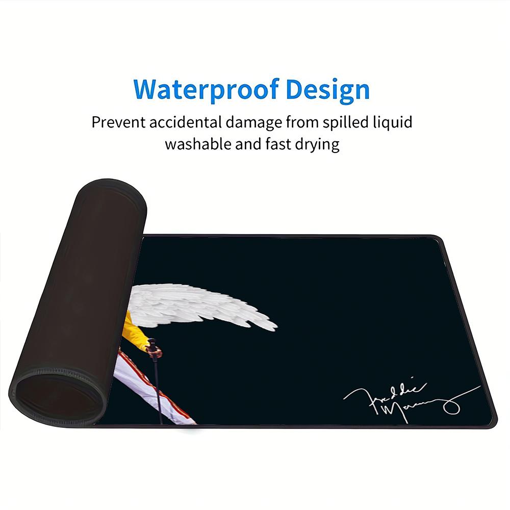 Freddie Mercury Angel Pose Large Gaming Mouse Pad Nonslip Rubber Base Waterproof Desk Mat For Office Pc Laptop