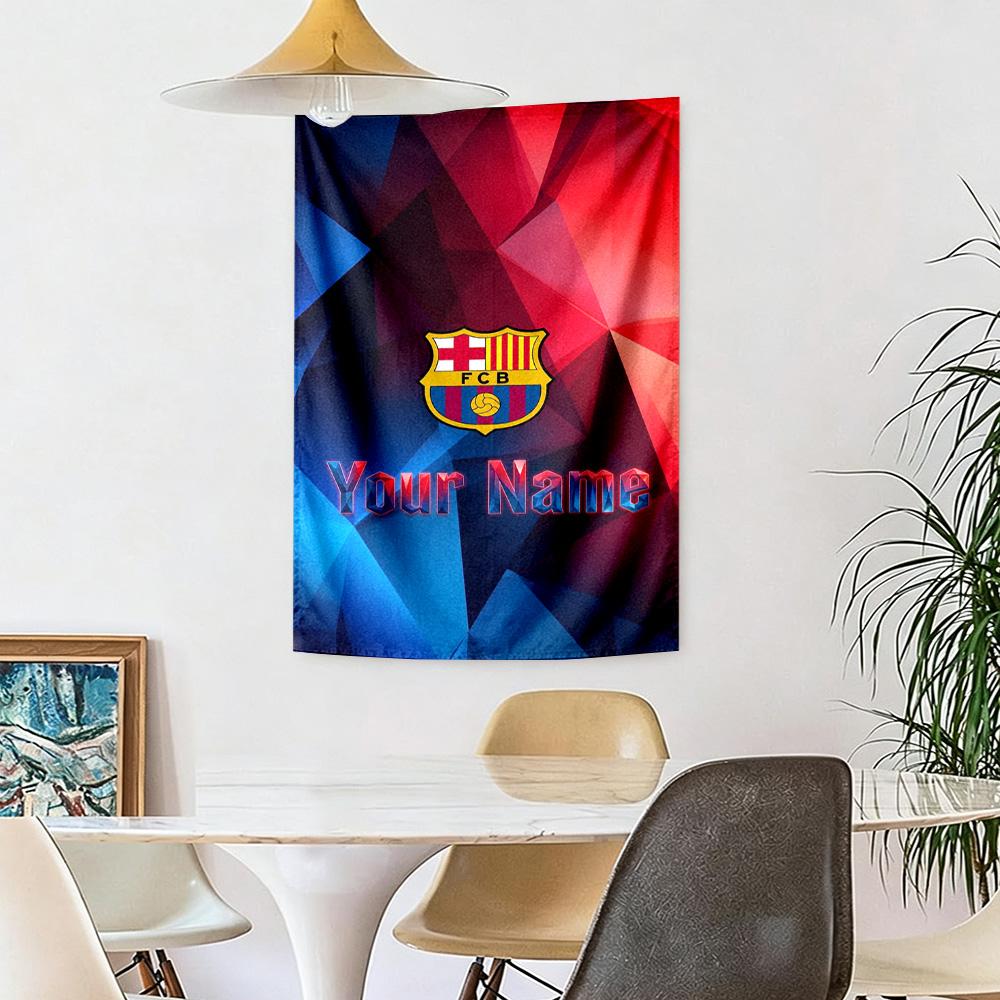 Barcelona Club Customize Your Name Tapestry Customizable Wall Tapestry Vibrant Fade-Resistant Print Suitable for Dorm Room Four Seasons Decor