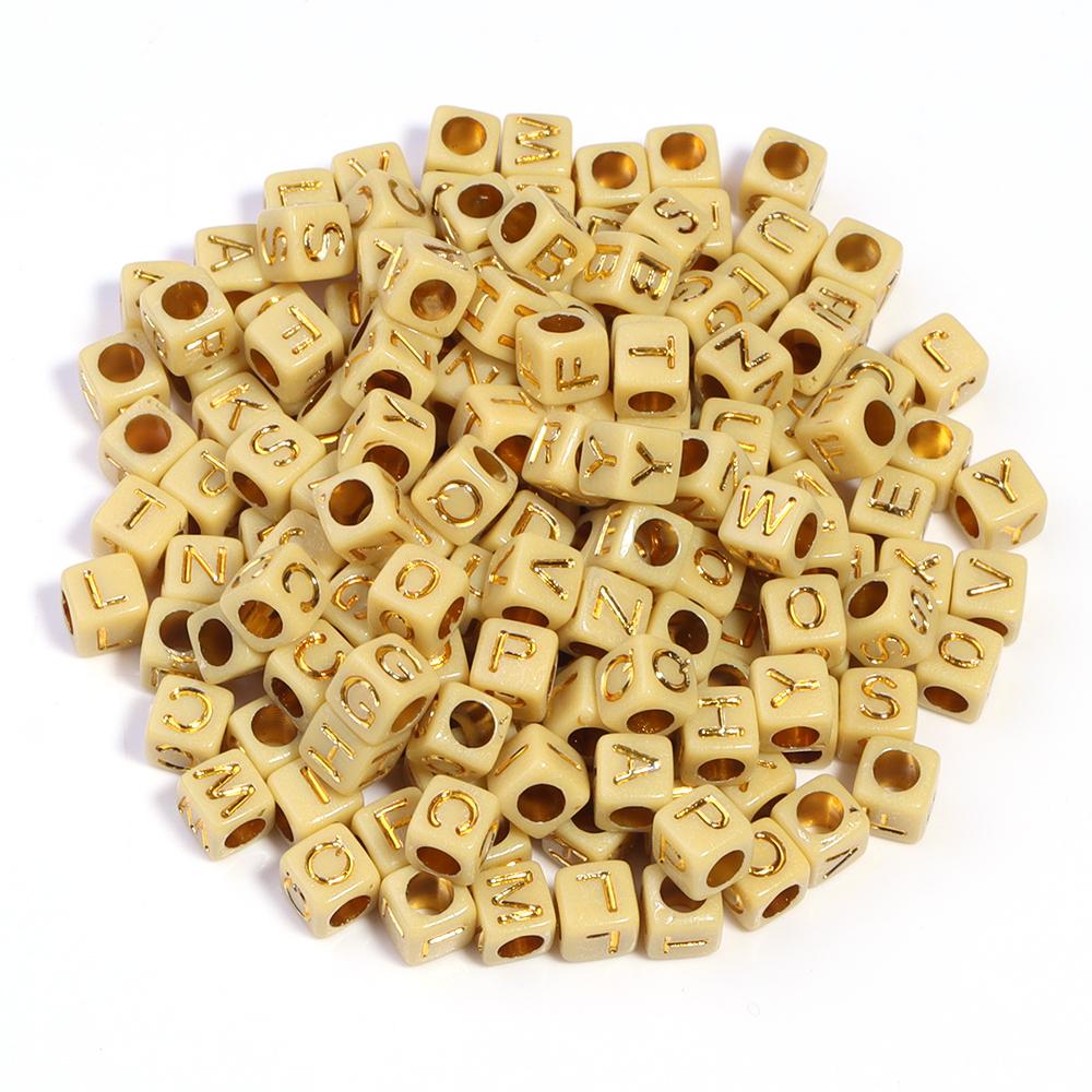 100pcs/Lot 6mm Mix Color Square Alphabet Letter Beads DIY Bracelets Necklace Big Hole Acrylic Beads for Jewelry Making Supplies
