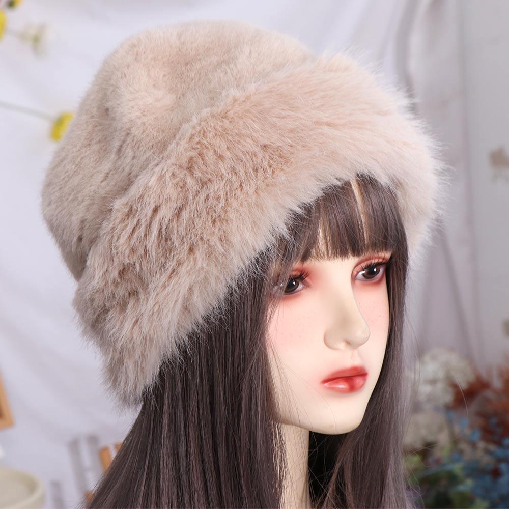 Warm Faux Fur Bucket Hat Thicken Winter Fluffy Hats Trendy Luxury Plush Hat Women