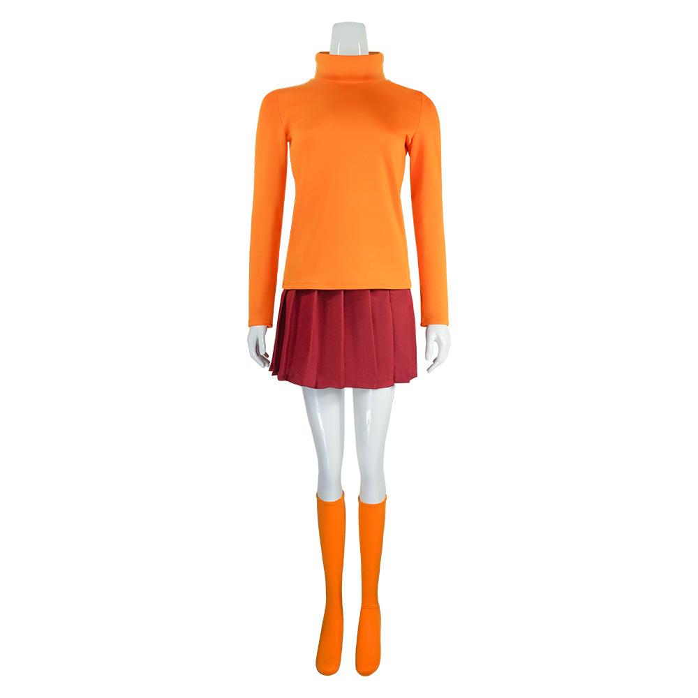 Velma Dinkley Cosplay Costume, Scooby-Doo Classic Cartoon Character Stage Outfit