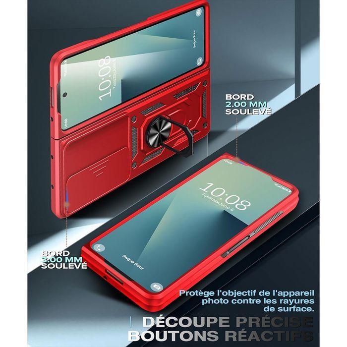 Coque de protection - BOOLING - pour Samsung Galaxy Z Fold 7 - Rouge - Anneau rotatif - Verres trempés