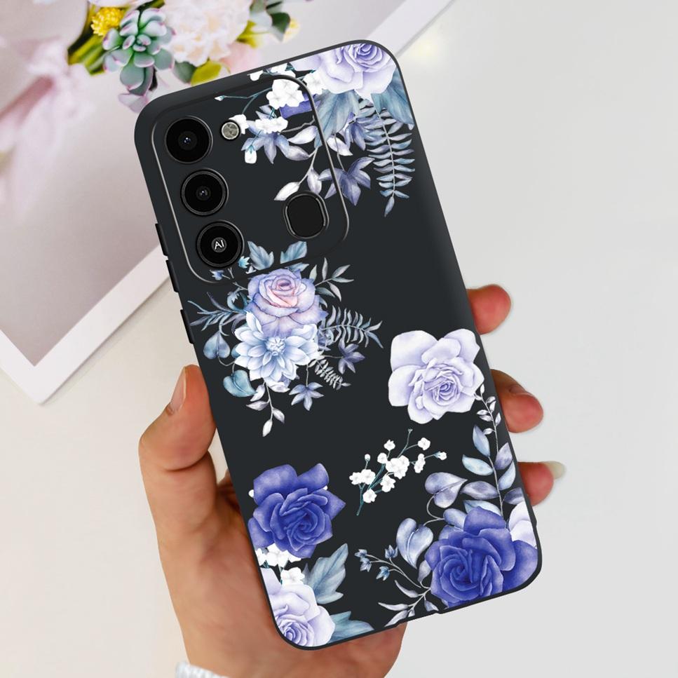 Чехол для Tecno Spark GO 2022 KG5 Мягкий Силикон Милый Кот Чехол для Телефона Для Tecno SparkGO 2022 6.52" Роскошные Цветы Любви Чехлы Funda