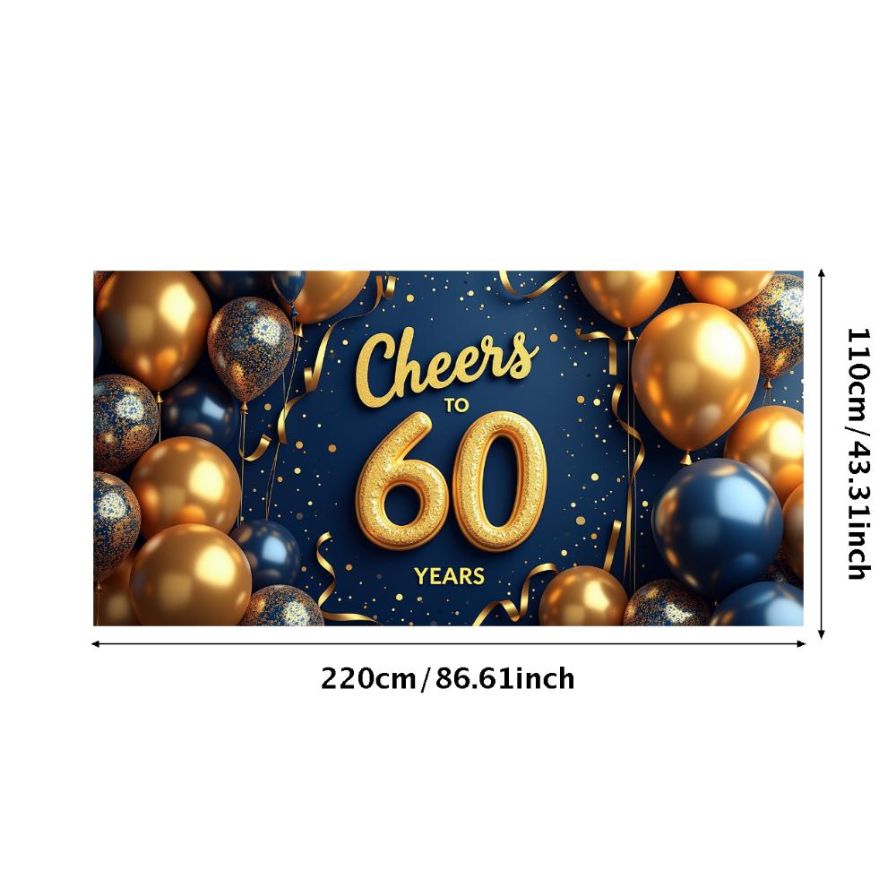 60th Anniversary Banner Cheers to 60 Years Backdrop Glitter Party Decoration Birthday Wedding Event Photography Background Props