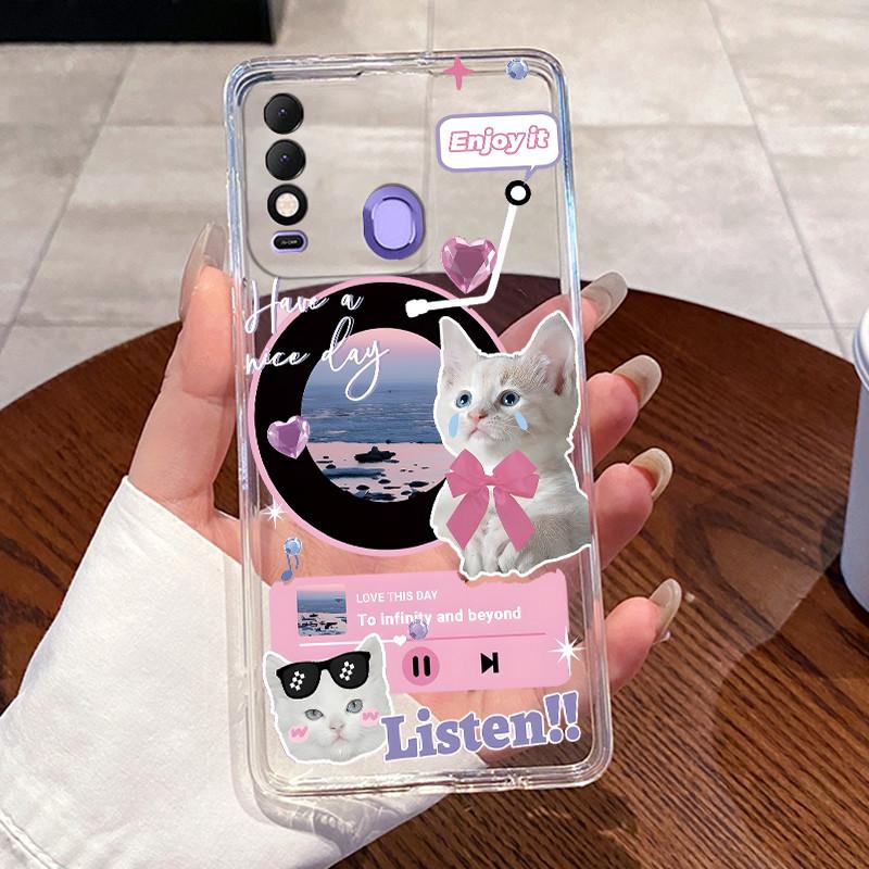 For Tecno Spark 8 8T 8P 9T (India) 7 Pro 7T Case Clear Silicone Soft TPU Jelly Cover KG6 KG7H KG7 KF6 Cute Rabbit Cat Phone Case