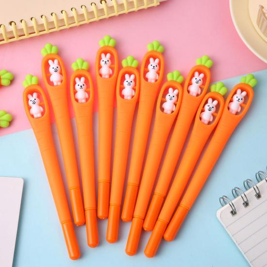 Милые гелевые ручки в форме кролика и морковки, гладкое письмо, мультяшные чернильные ручки для заметок и школы, забавные ручки-животные, новинка для подростков и офиса