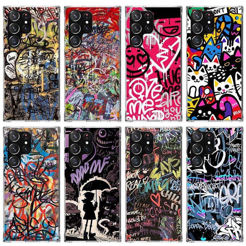 Graffiti Fashion Cool Phone Case For Samsung Galaxy S23 S24 S25 Edge S26 Ultra S22 + S21 Plus S20 FE Cover Silicone Print Shell