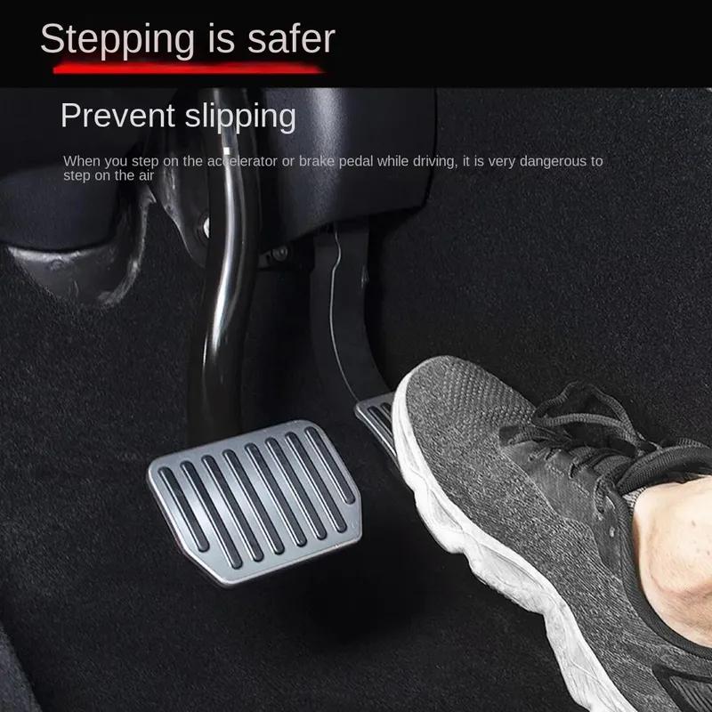 Futhope Car Foot Pedal Pads Covers For Tesla Model 3 Y Highland 2021-2024 Litchi grain anti Slip Accelerator Brake Rest Pedal