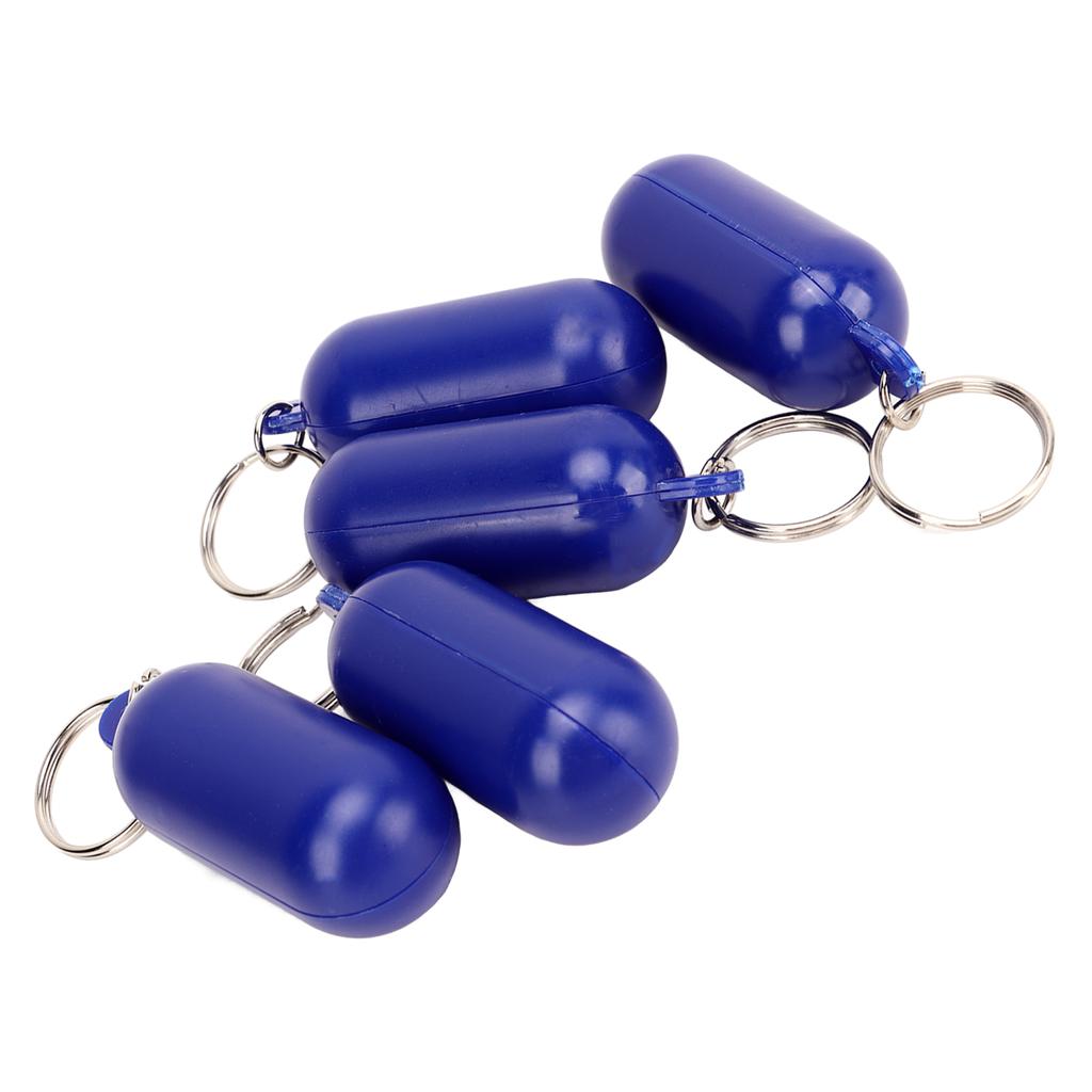 5Pcs Plastic Floating Keychain Pill Shape Float Key Ring for Boating Fishing Kayak Surfing Sailing